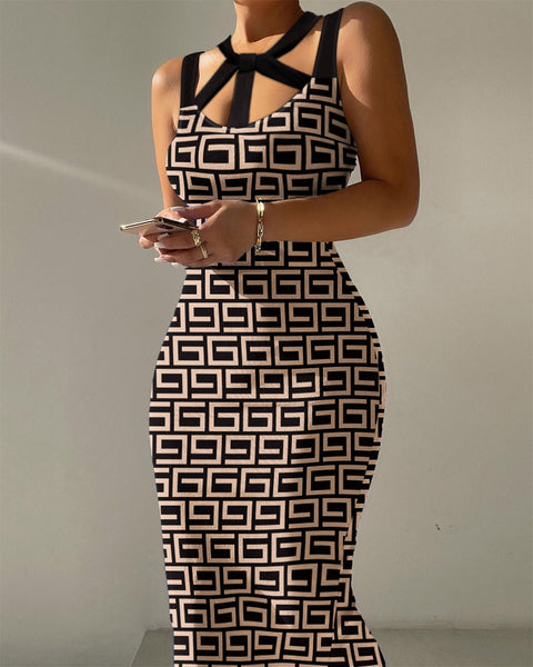 Fashion Slim New European And American Women's Print Dress