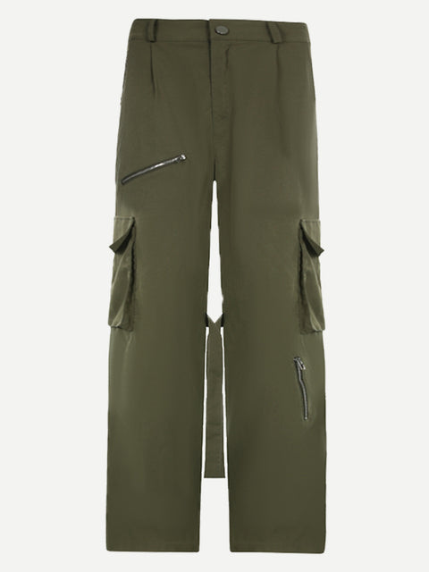 High Waist Slim Straight Baggy Pants
