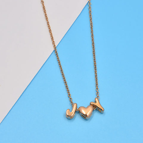 26 Bubble Letters Love Heart Necklace