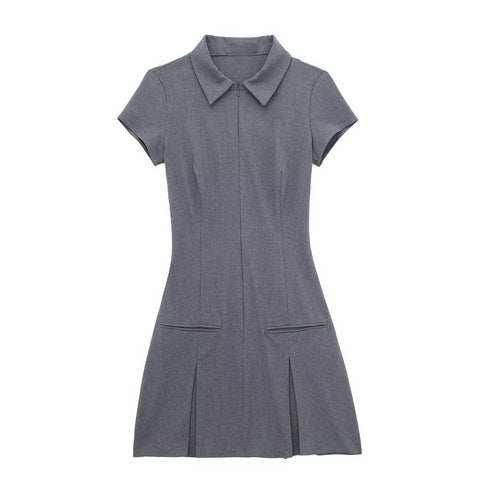 New Polo Collar Zipper Dress