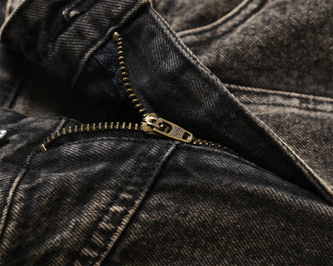 Pleated Loose Denim Trousers Men