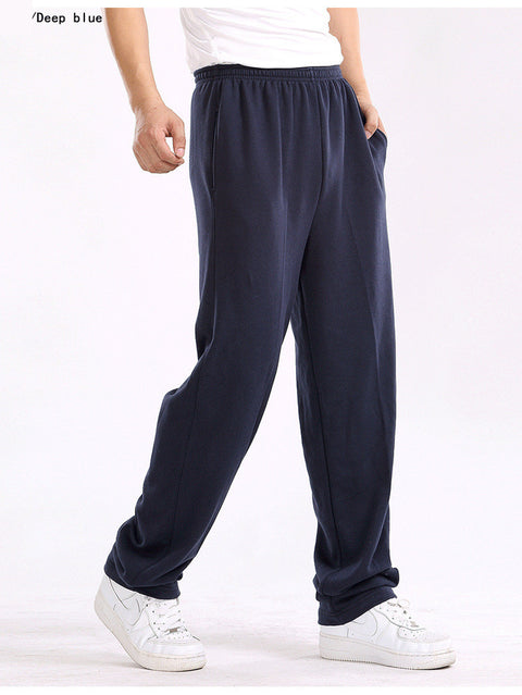 Spring And Summer Thin Elastic Waist Men's Loose Straight Leg Cotton Casual Long Pants