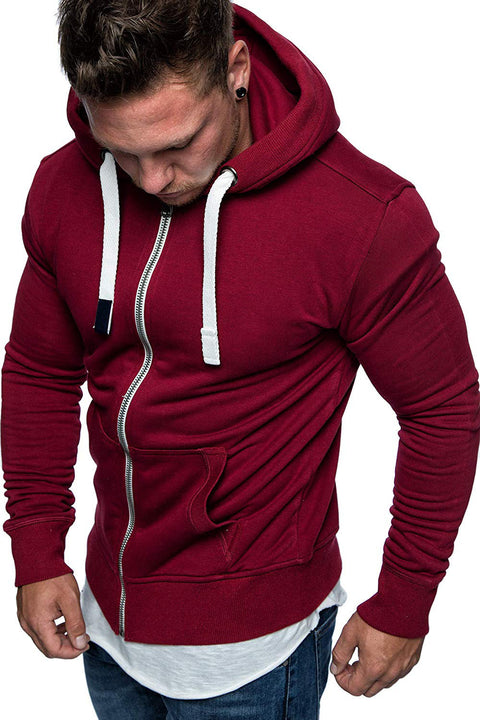 Solid color cardigan hooded fleece sweater