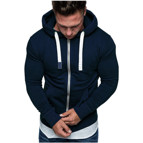 Solid color cardigan hooded fleece sweater