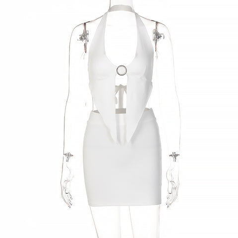 Ladies Fashion Halter Neck Wrap Chest Casual Suit