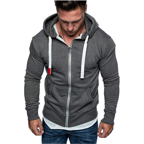 Solid color cardigan hooded fleece sweater