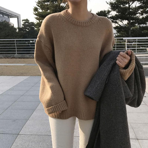 Pullover sweater on autumn and winter round neck