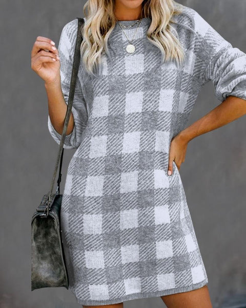Amazon Retro Houndstooth Long Sleeve Dress