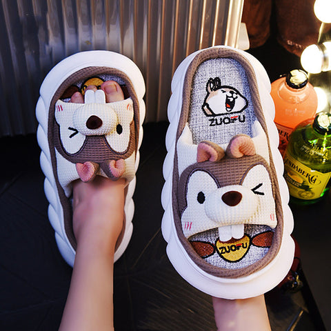 Fashion Four Seasons Linen Slippers Indoor Home Women