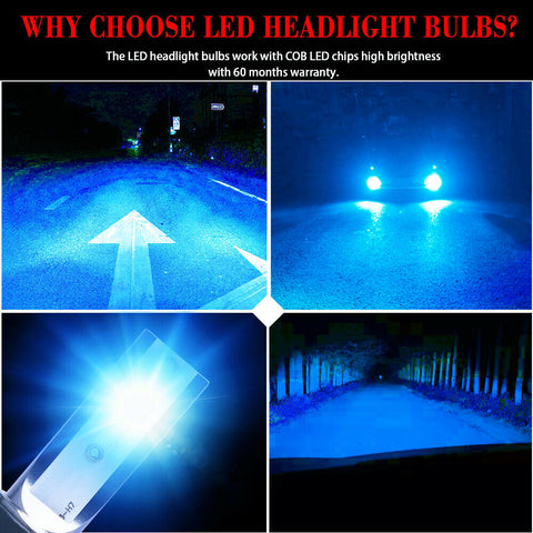 Pair H7 LED Headlight Bulb Kit High-Low Beam 8000K Super Blue 26000LM Light Bulb