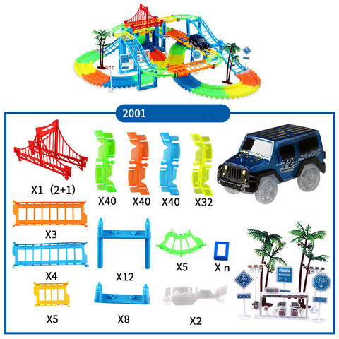 Electric light 2 in 1 track car set