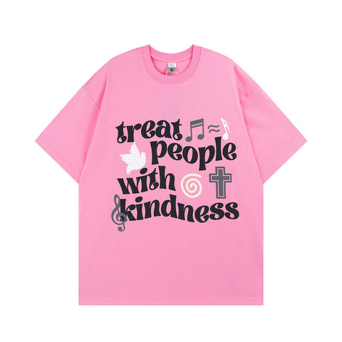 American Street Sweet Cool Letter Foaming Printing Short Sleeve