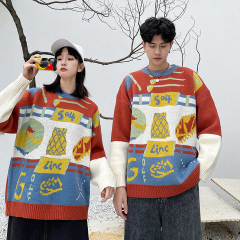 Couples With Round Collar Pullovers