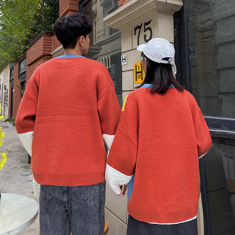 Couples With Round Collar Pullovers