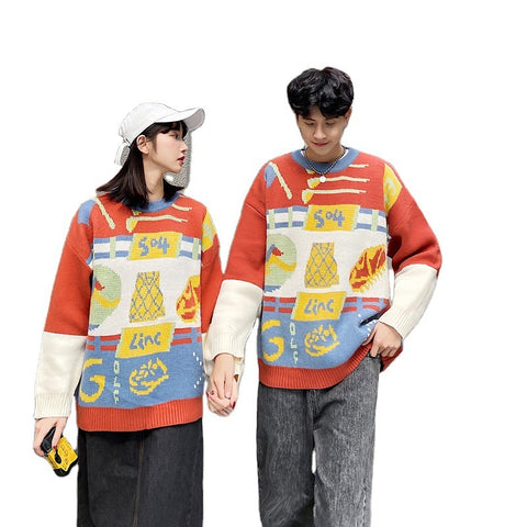 Couples With Round Collar Pullovers