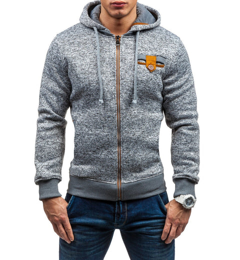 Men's Fleece Cardigan Crew Neck Sweatshirt Jacket