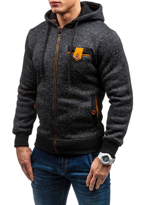 Men's Fleece Cardigan Crew Neck Sweatshirt Jacket