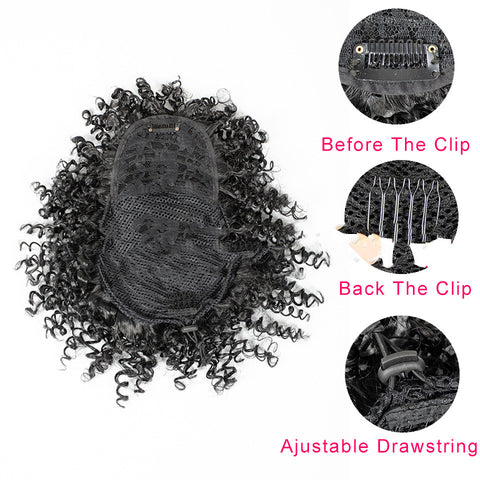 Explosive Hair Bag Bangs Wig Short Curly Ponytail Bract