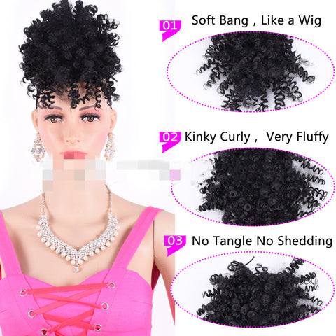 Explosive Hair Bag Bangs Wig Short Curly Ponytail Bract