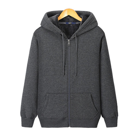 Fleece Warm Men's Zipper Hooded Sweater