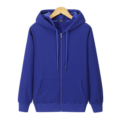 Fleece Warm Men's Zipper Hooded Sweater