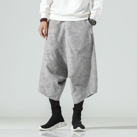 Embossed double-layer men's baggy pants