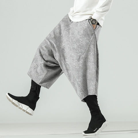 Embossed double-layer men's baggy pants