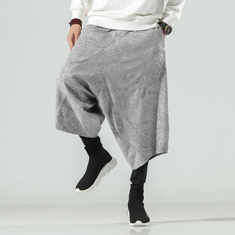 Embossed double-layer men's baggy pants