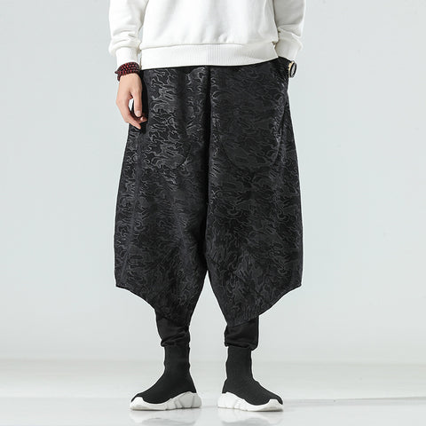 Embossed double-layer men's baggy pants