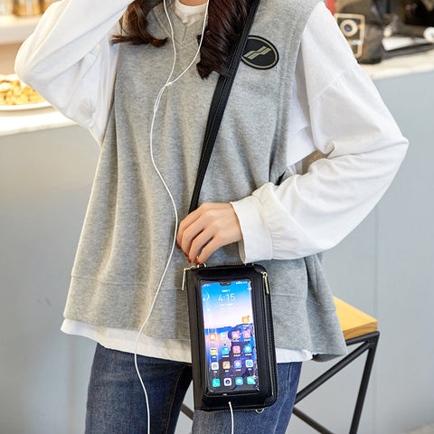 Touch Screen Mobile Phone Bag Female RFID Anti-theft Brush