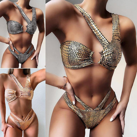 NewSexy New Gilt Fabric Split Swimsuit Bikini