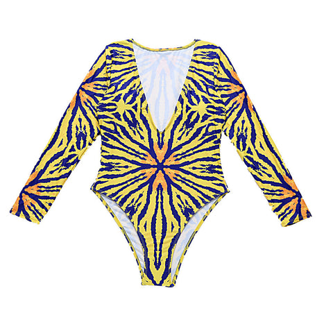 New Style Long-sleeved Swimsuit European And American Sunscreen One-piece Bikini