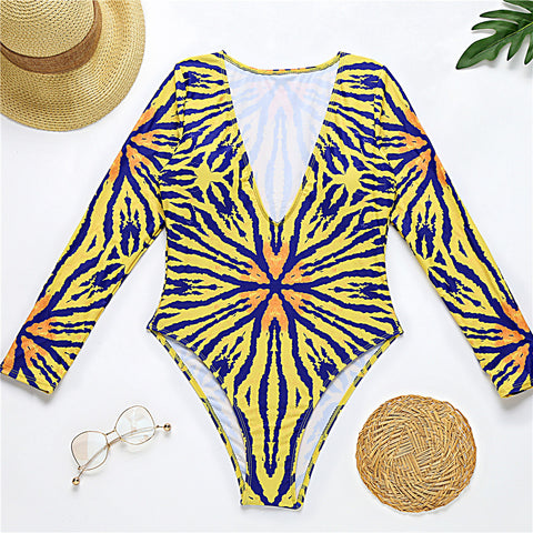 New Style Long-sleeved Swimsuit European And American Sunscreen One-piece Bikini