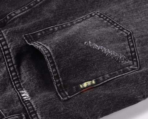 Three-dimensional Cutting Loose Baggy Ripped Cat Beard Bootleg Pants Men And Women