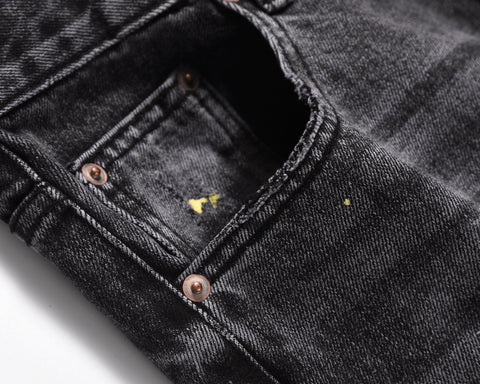 Three-dimensional Cutting Loose Baggy Ripped Cat Beard Bootleg Pants Men And Women