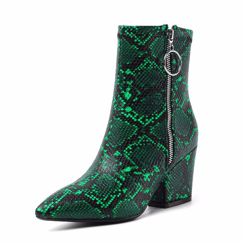 Serpentine ankle boots