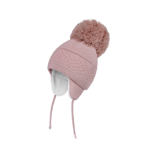 Knitted Hat Solid Color Plus Plush Big Ball