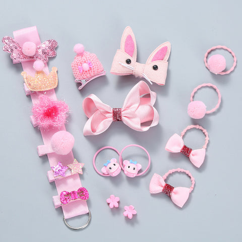 Children's Hair Accessories 18-piece Set Crown Bow Headdress