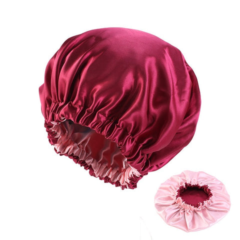 No Plus-sized Elastic Wide-brimmed Double-layer Satin Bandeau Hat