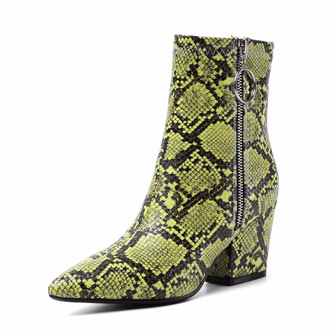 Serpentine ankle boots