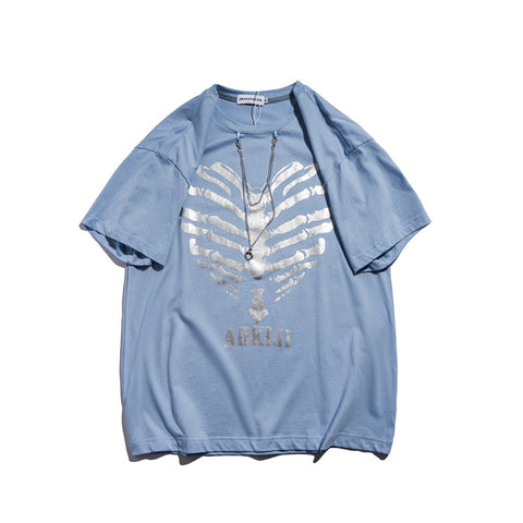 Decorative Half Sleeve High Street Trend Five Point Sleeve T Shirt