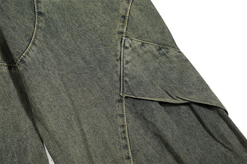 Washed Denim Overalls For Men