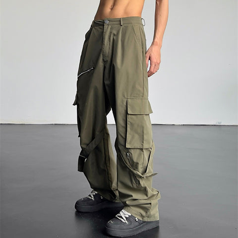 High Waist Slim Straight Baggy Pants
