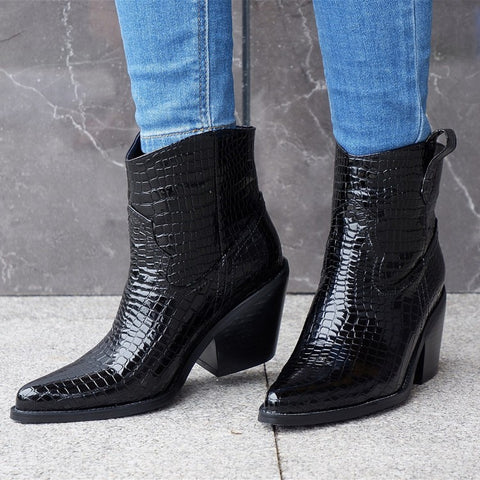 Women's Chunky Heel Short Martin Boots