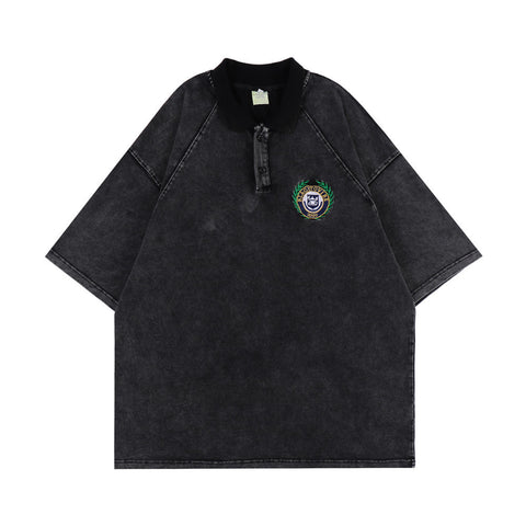 Embroidered Badge Polo Short Sleeve T-Shirt Men