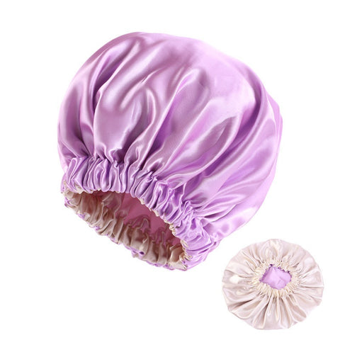No Plus-sized Elastic Wide-brimmed Double-layer Satin Bandeau Hat