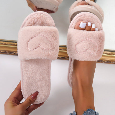 Women's Flat Plush Home Warm Slippers