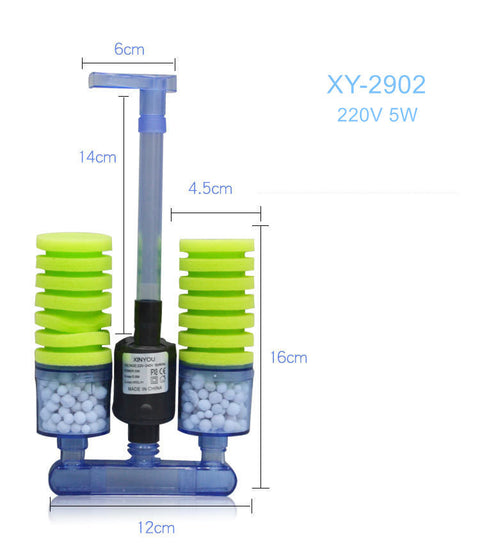 Aquarium Sponge Filter, Submersible Pump, Water Circulation Biochemical Filter