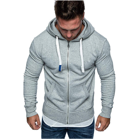 Solid color cardigan hooded fleece sweater