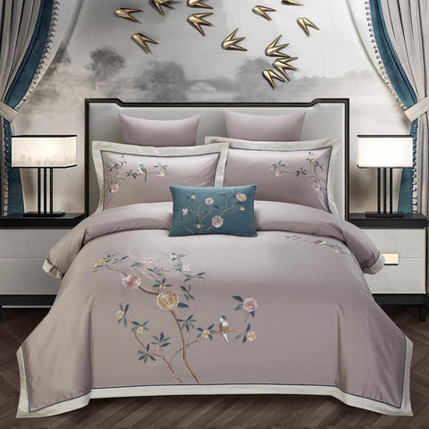 New Chinese Style Cotton 60s Long-staple Cotton Four-piece Cotton Embroidery Hotel Four-piece Hotel